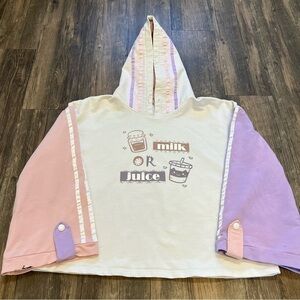 Girls (Teens) Lolita White Purple Hoodie Sweatshirt Patchwork long Sleeves SizeM